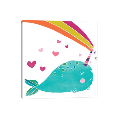 Happy Narwhals III 1 Piece Wrapped Canvas Wall Art