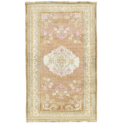 Vintage One-of-a-Kind 6'3" X 10'6" 1960s Wool Area Rug Cream