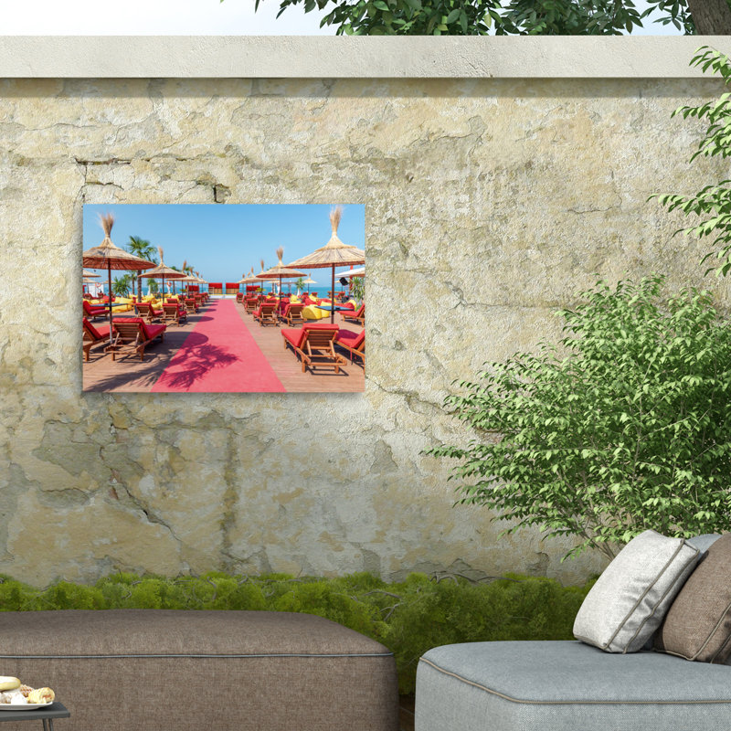 Richard Silver Albanian Beach Bar Outdoor  Canvas, H 12 po x l 19 po