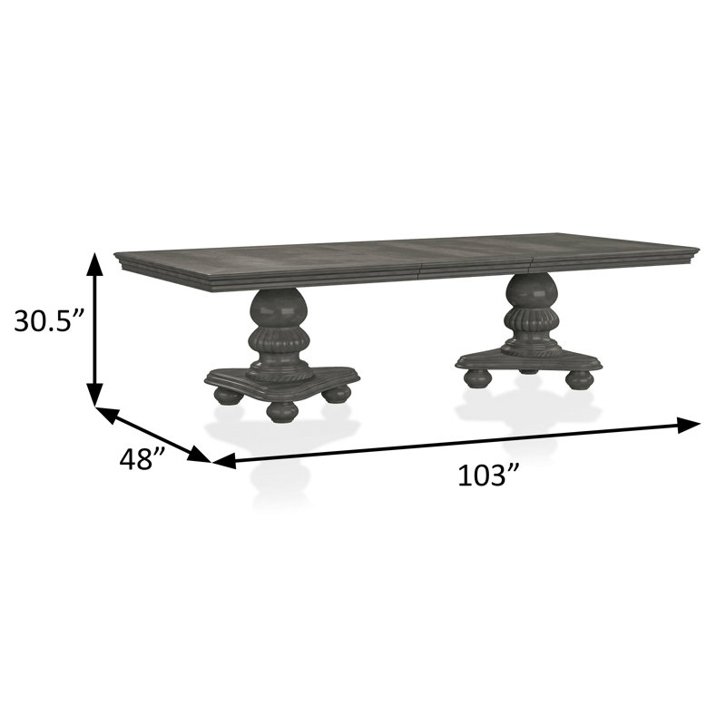 Table de salle à manger l 103 po, gris, Gris
