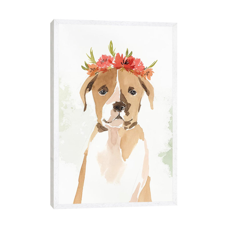 Puppy II by Isabelle Z - Painting on Canvas, 66.04 cm H x 45.72 cm W, White Framed