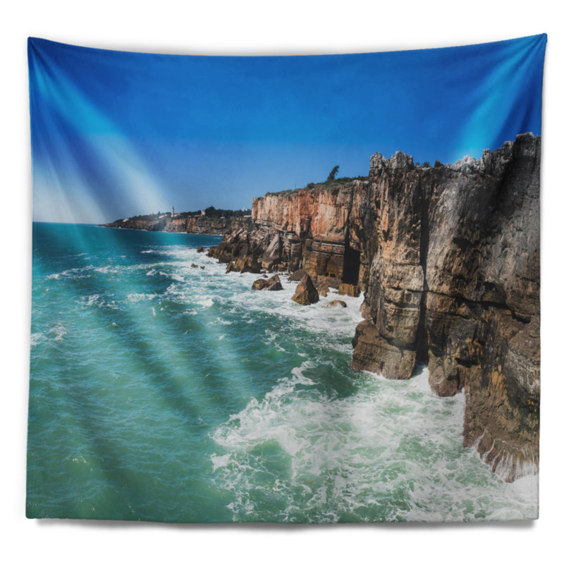 Seascape en cascais de polyester de tapisserie avec accessoires suspendus inclus, H 68 po x l 80 po