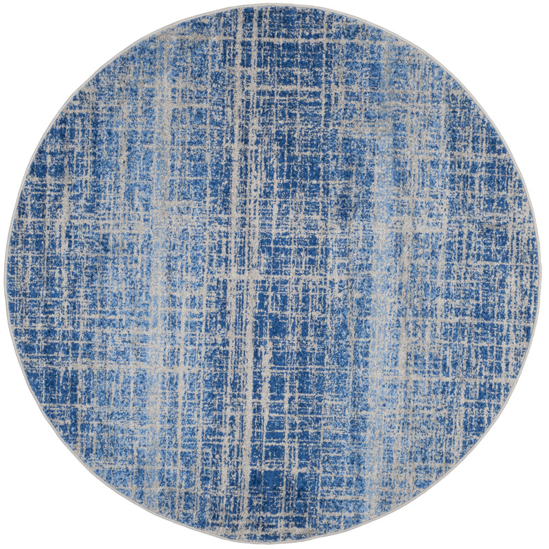 Riebe Abstract Blue/Silver Area Rug, Round 6'