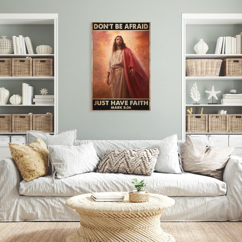 «Jesus Dont Be Afayez», reproduction d'art graphique sur toile tendue, H 14 po x l 11 po x P 1,25 po