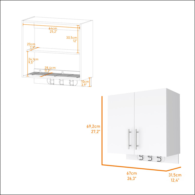 2-Door 2-Shelf Wall Storage Cabinet