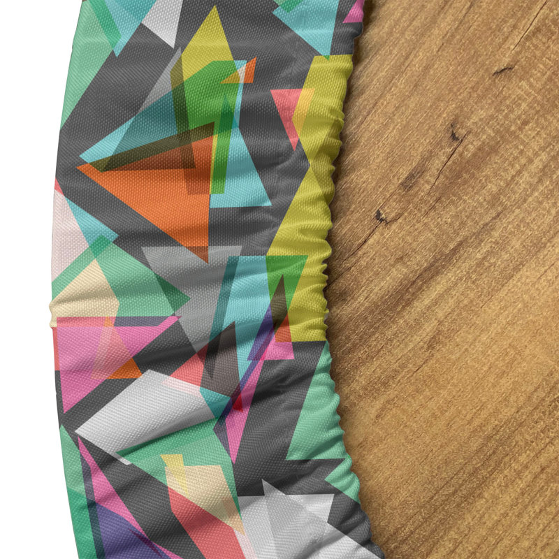 Bungalow Rose Abstract Fitted Round Tablecloth Diameter Multicolor