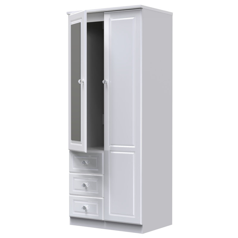 Conover Manufactured Wood Wardrobe, White Gloss/White