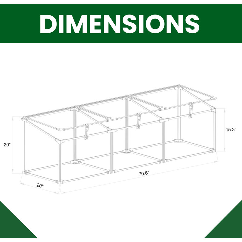 Hanover 70-Inch Triple Cold Frame Mini Greenhouse with Aluminum Frame