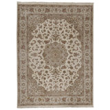 Hand Knotted Oriental Area Rug in Ivory