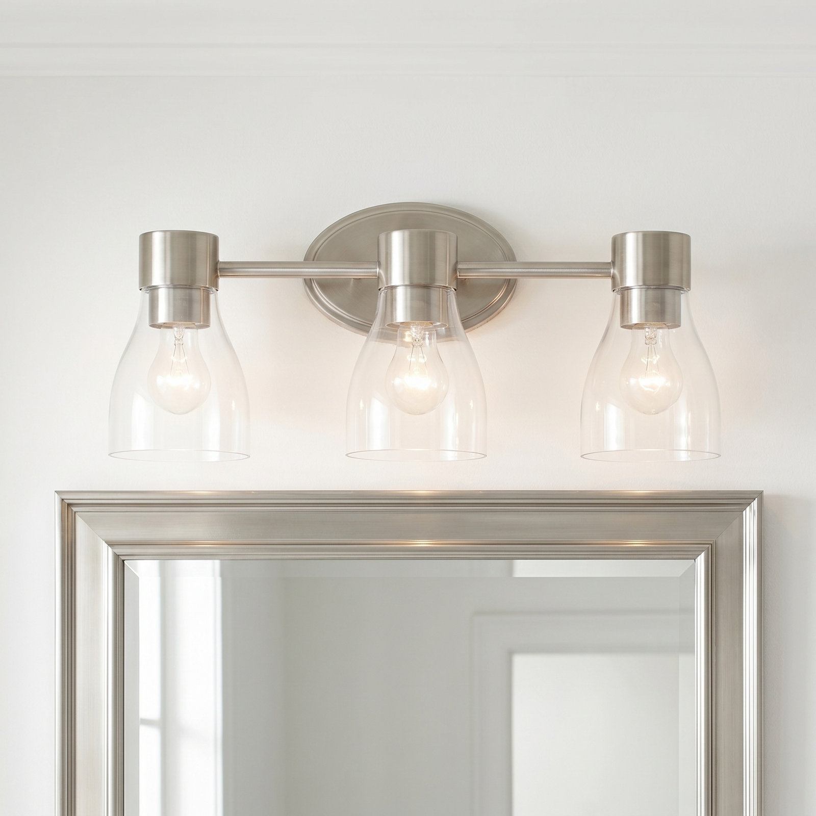 Jessa Dimmable Vanity Light, 3, Brushed Nickel