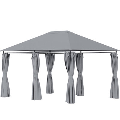 13' X 10' Gazebo, Gray. 6 Sidewalls, Steel Frame. Canopy Provides Resistance For Garden, Lawn, Backyard And Deck Outdoor Gazebo Canopy, Gray - Frame, Patio, & Repellent Design