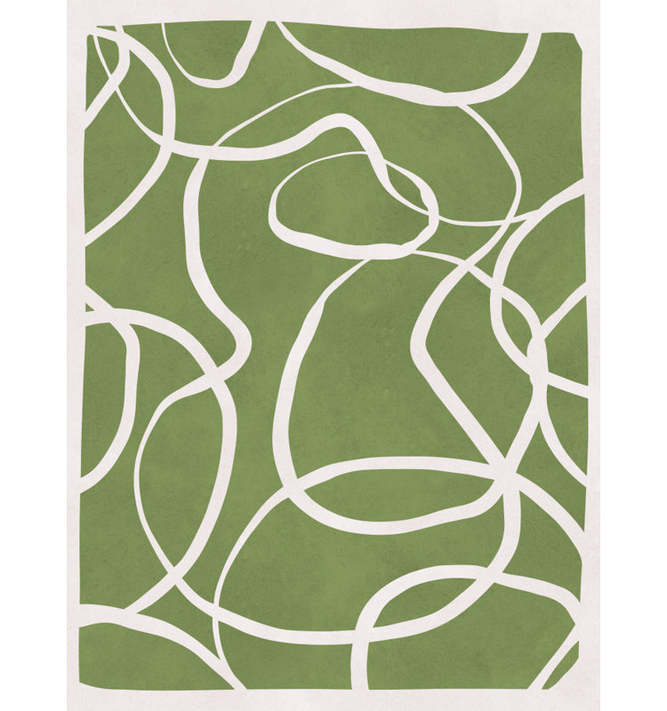 Flowing Green Lines Print by Other Artist, 40 × 60, Matted Framed Print, Black