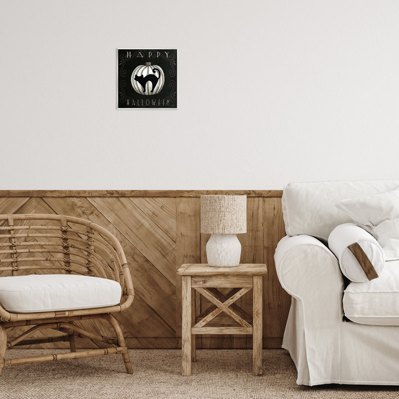 Happy Halloween Cat & Pumpkin Wall Plaque, design by Elizabeth Tyndall