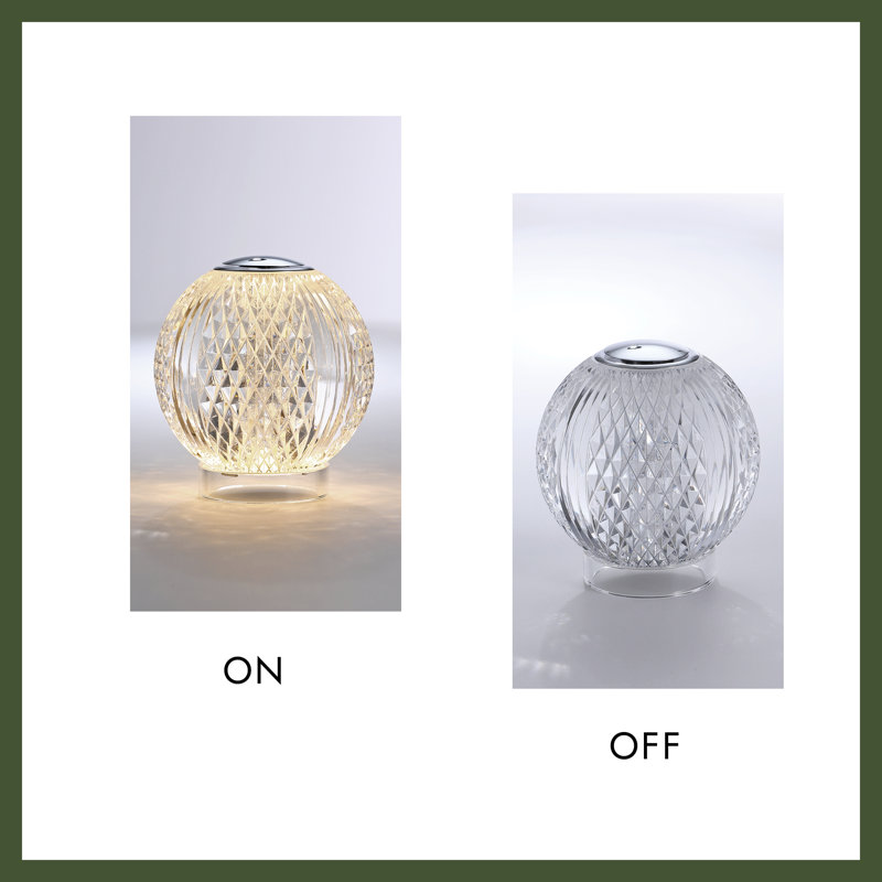 Marni LED Table Lamp, Clear/Polished Nickel, Polished Nickel, 5" H x 4.38" W x 4.38" D