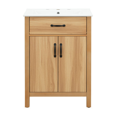 Meuble-lavabo de salle de bain avec comptoir en céramique et armoire de rangement