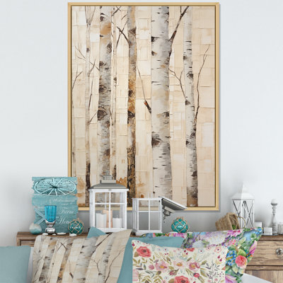 " Beige Minimalism Tree Birch V "