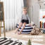 Pouf coffre rayé bleu et blanc – Repose-pieds et rangement pour jouets 2 en 1 avec assise rembourrée douce | Tissu Oxford et velours en peluche – Siège d'appoint et rangement dissimulé pour la salle de jeux, la chambre et le salon des enfants