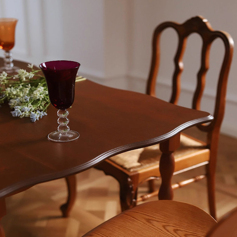 Solid wood petal-shaped dining table, 29.53"H x 86.61"L x 31.5"W