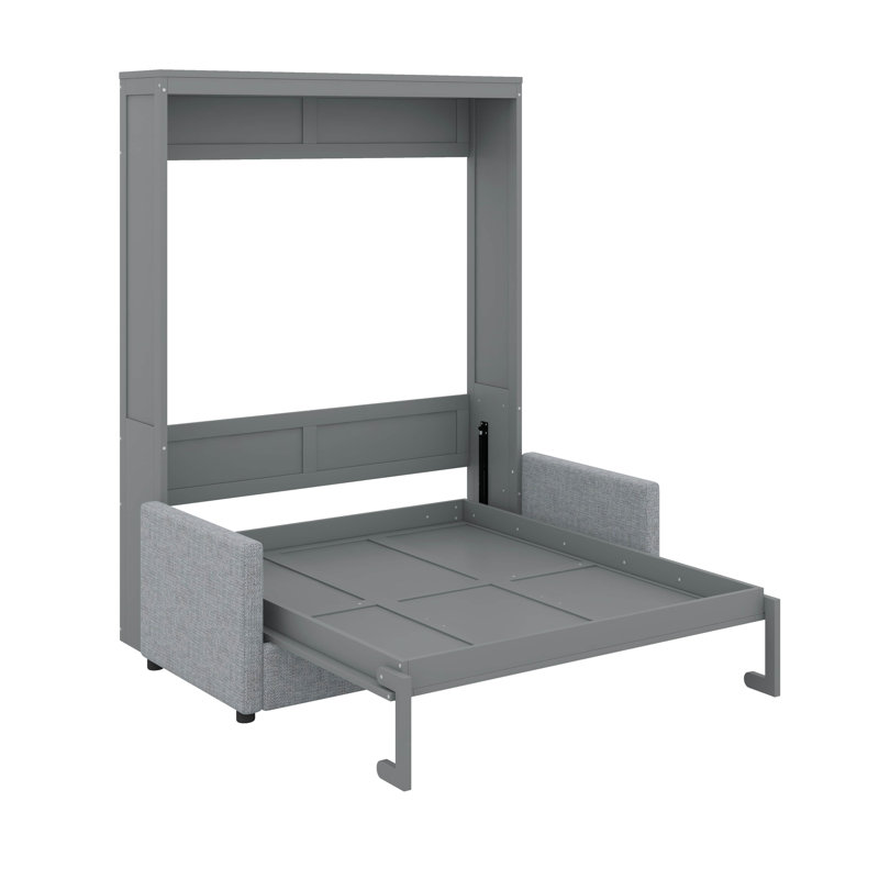 Lit escamotable double avec coussin, Gris