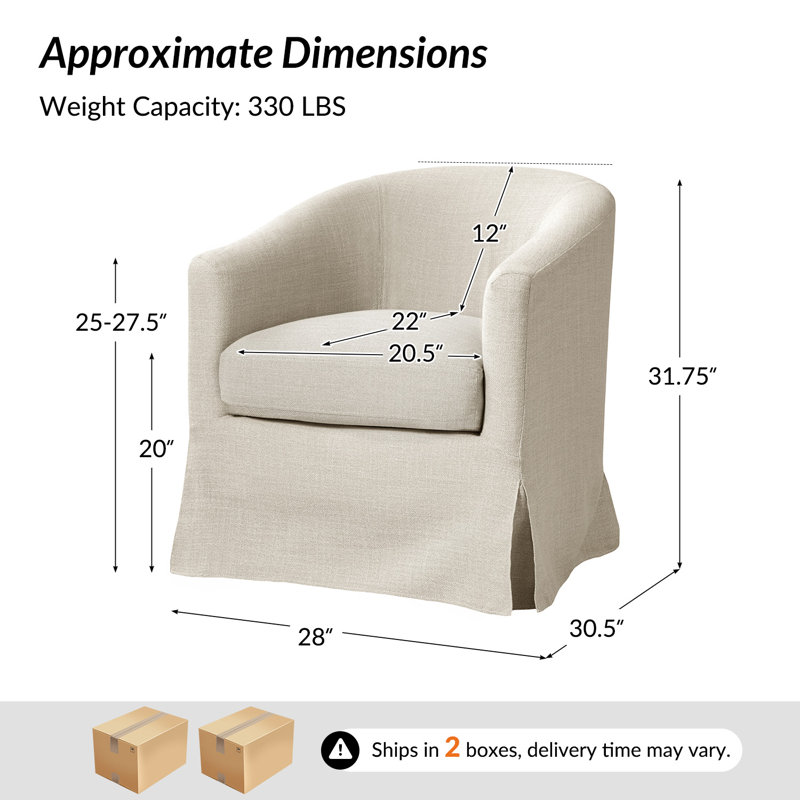 Fauteuil demi-tonneau pivotant Amadou, Linen