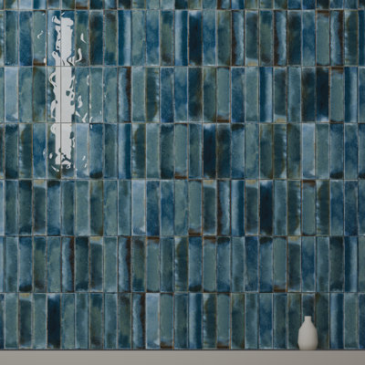 Calypso Turquoise 2.5 in. x 10 in. Handmade Look Glossy Porcelain Subway Wall Tile (5.38 Sq. Ft. / Case)