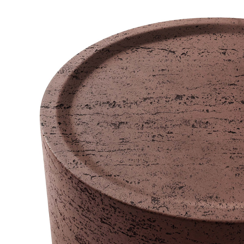 Table basse d'extérieur en oxyde de magnésium 28 po avec surface texturée en pierre naturelle, rouge rouille, Rouge rouille