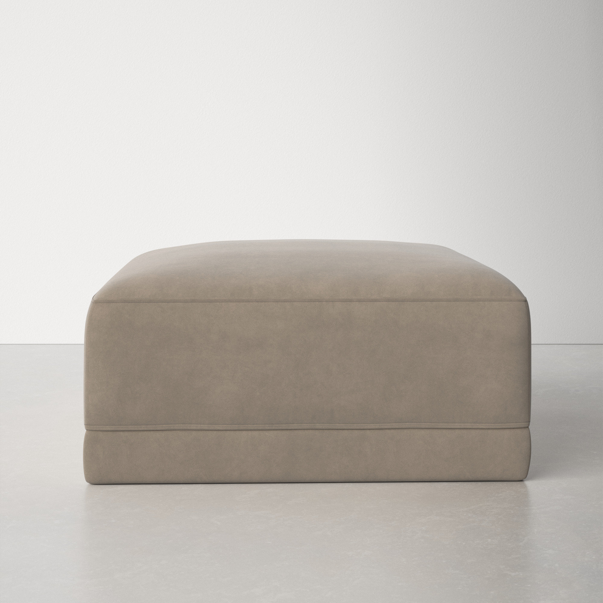 Deirdre Upholstered Velvet Ottoman, Taupe Velvet