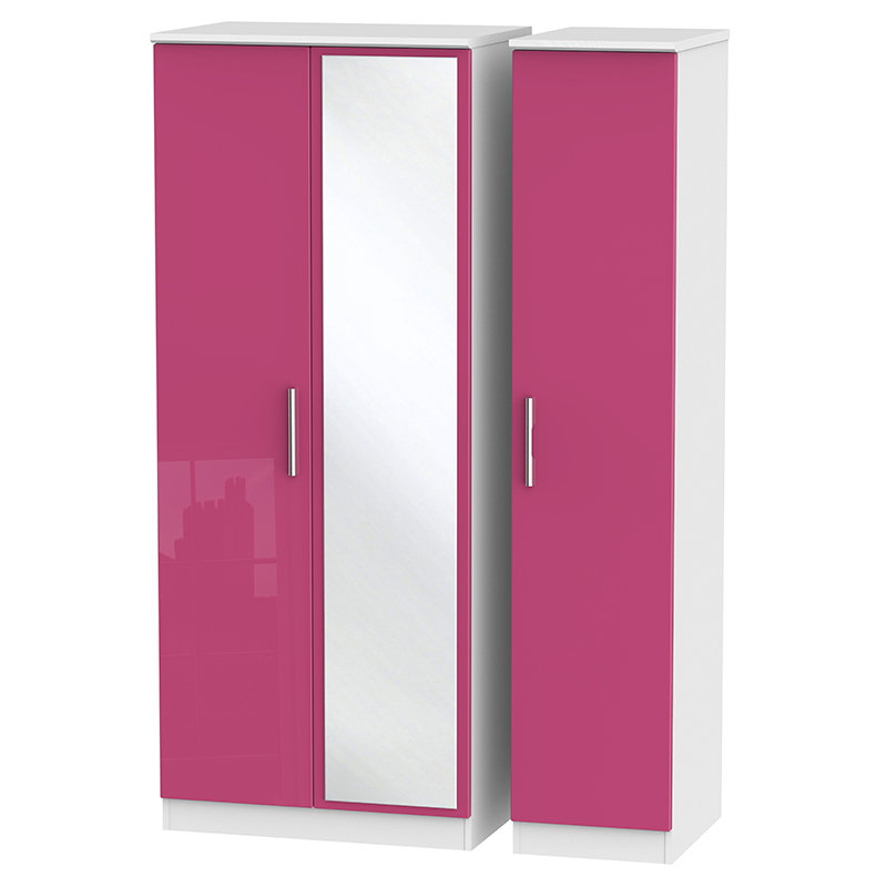 Yvette 3 Door Manufactured Wood Wardrobe, Black, 182.5 cm H x 111 cm W x 53 cm D