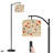 Arc Floor Lamp with Adjustable Lampshade Floral Red Orange Flowers Cream Standing Lamp 3 Color Temperatures Dimmable Tall Pole Lamp with Foot Switch for Bedroom
