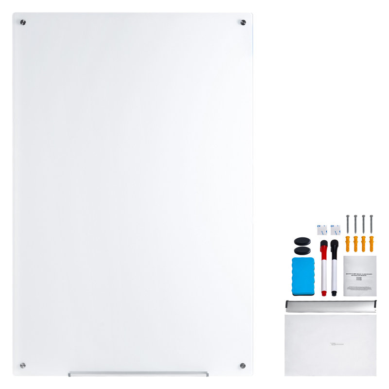 Tableau blanc magnétique en verre, 23,62 po x 35,43 po, Transparent