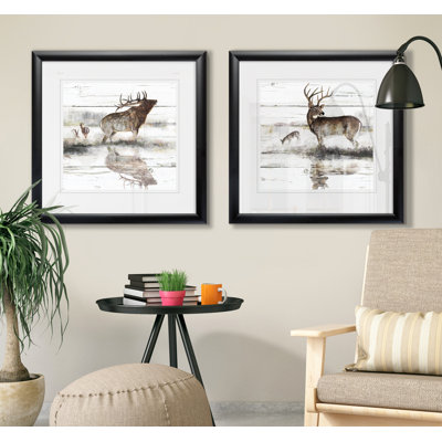 " Rustic Misty Elk " 2 - Pieces Painting Print