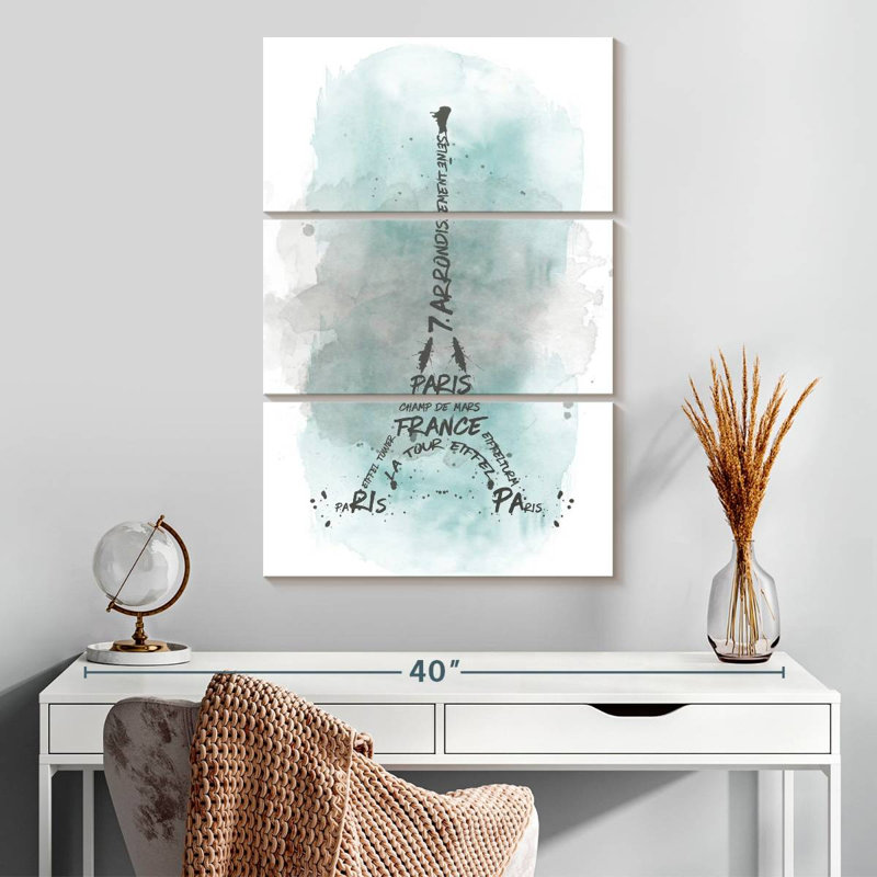 Lilie Tour Eiffel en turquoise, H 32 po x l 20 po
