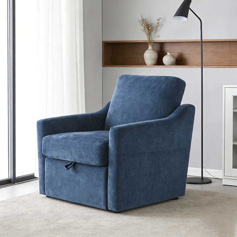 Fauteuil pivotant avec tissu chenille doux, Marine