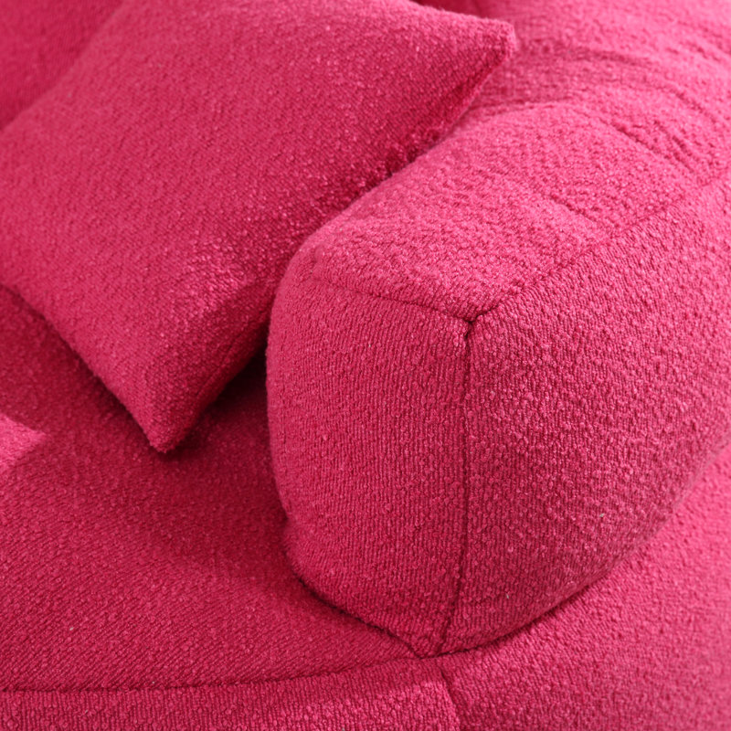 Chenille simple, fauteuil-lit moelleux pour les espaces de vie, aucun assemblage requis, housse amovible, éponge à haute résilience, conception peu encombrante, trois coussins assortis, éponge de couleur rose rouge