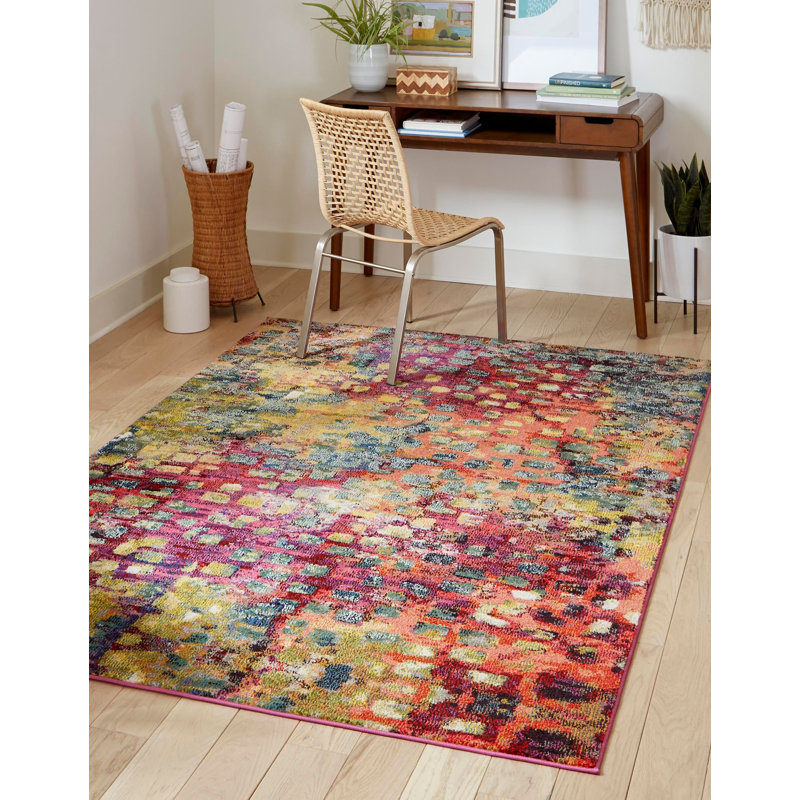 Corlenzo Washable Abstract Indoor Rug, Rectangle 8' x 10'