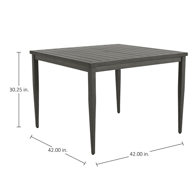 Brookings Wrought Aluminum Dining Table, Slate Gray
