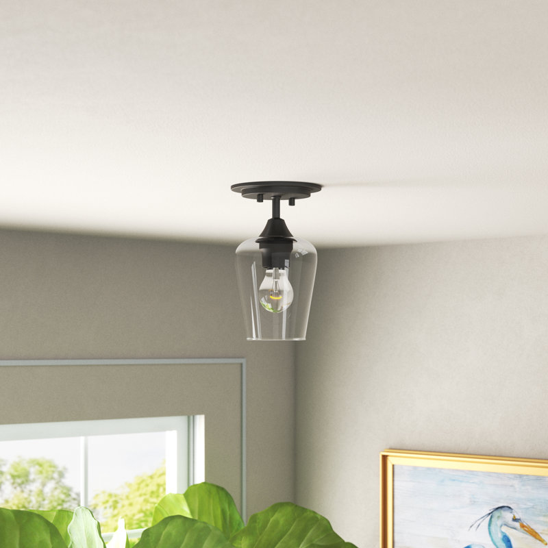 Glass Semi Flush Mount, Matte Black