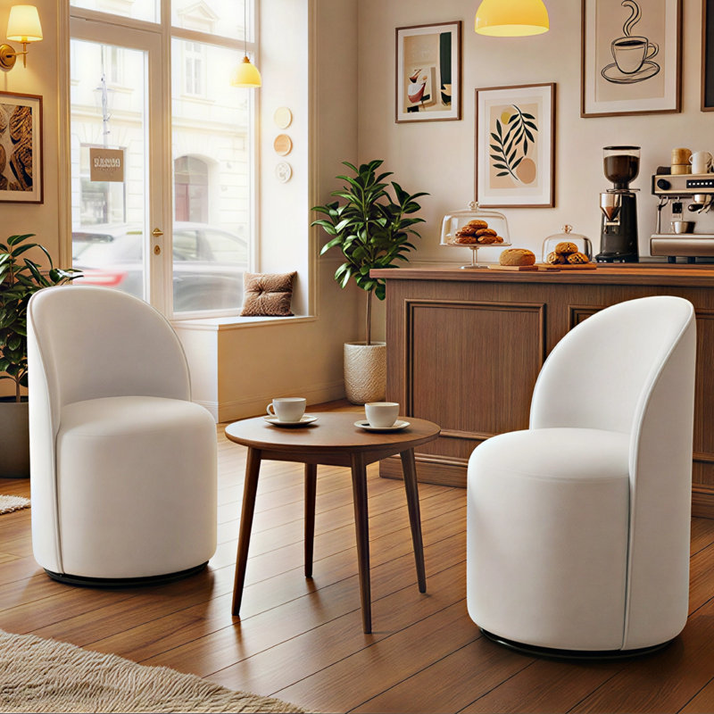 Chaise de baril en velours, Beige, 2