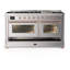 Majestic III Series 60 Inch Dual Fuel Range with 7 Sealed Burners, Griddle, in Blue Grey (Liquid Propane, Burnished Trim)-117886128-117886130-117886132