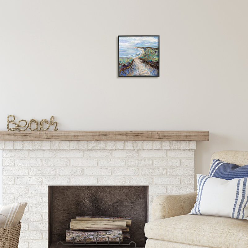 «Cloudy Ocean Coast», peinture par Jeanette Vertentes, Giclée encadrée noir minuit, H 12 po x l 12 po x P 1,5 po