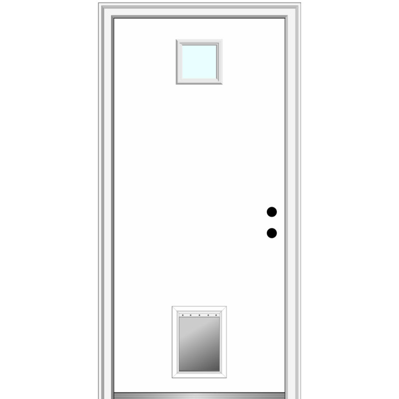 Portes d'entrée pré-montées en fibre de verre Smooth 0,25 Lite avec porte pour animaux, S'ouvre à gauche vers l'intérieur