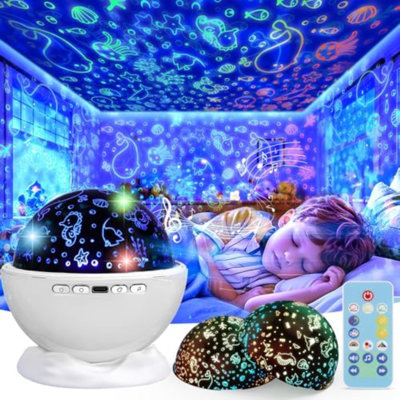 Night Light Projector for Kids Room with Remote and Timer, 360 Rotation, 3 Projection Films, 18 Light Modes, 8 Lullaby Songs, Kids Room Light Projector Lamp Rechargeable, Birthday Gifts for Boys Girls