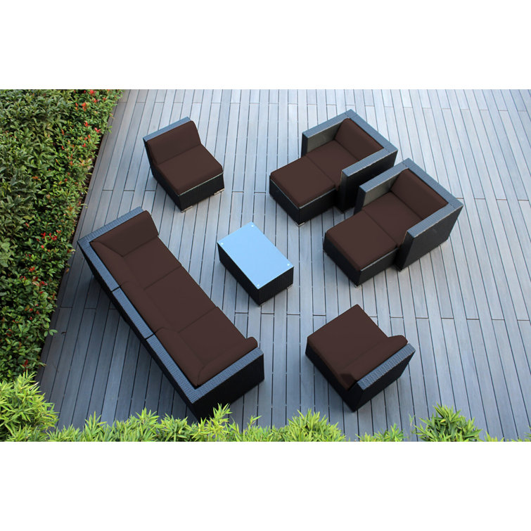 Kiara Wicker 7 - Person Seating Group with Cushions - No Assembly