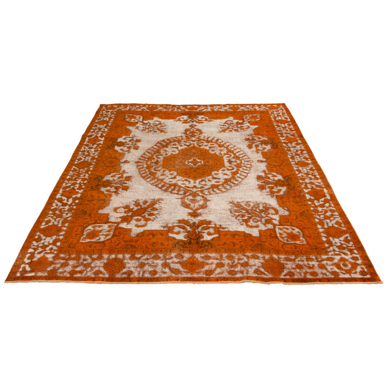 Tapis unique en laine noué à la main orange brûlé de style années 1980 de 9 pi 4 po x 12 pi 6 po Kamir