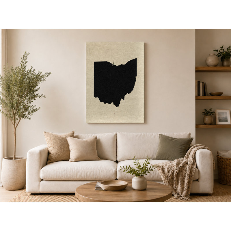 Ohio State Silhouette - Portrait, art mural sur toile, 11" W x 14" H