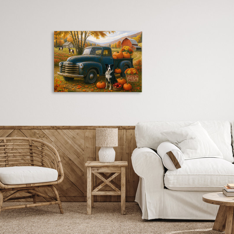 «Autumnal Farmland Collie», toile par Tom Crehan, H 16 po x l 24 po