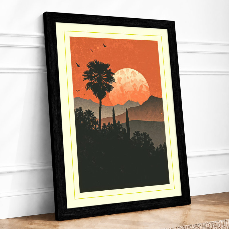 Desert Moon Rising Boho - Framed Print, A3 - 42.0 x 29.7 cm, Black