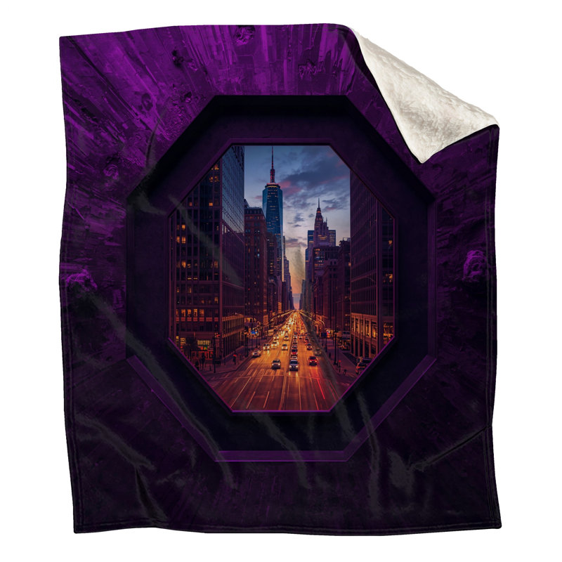 Couvertures mauves City Skyline, L 50 po x H 60 po