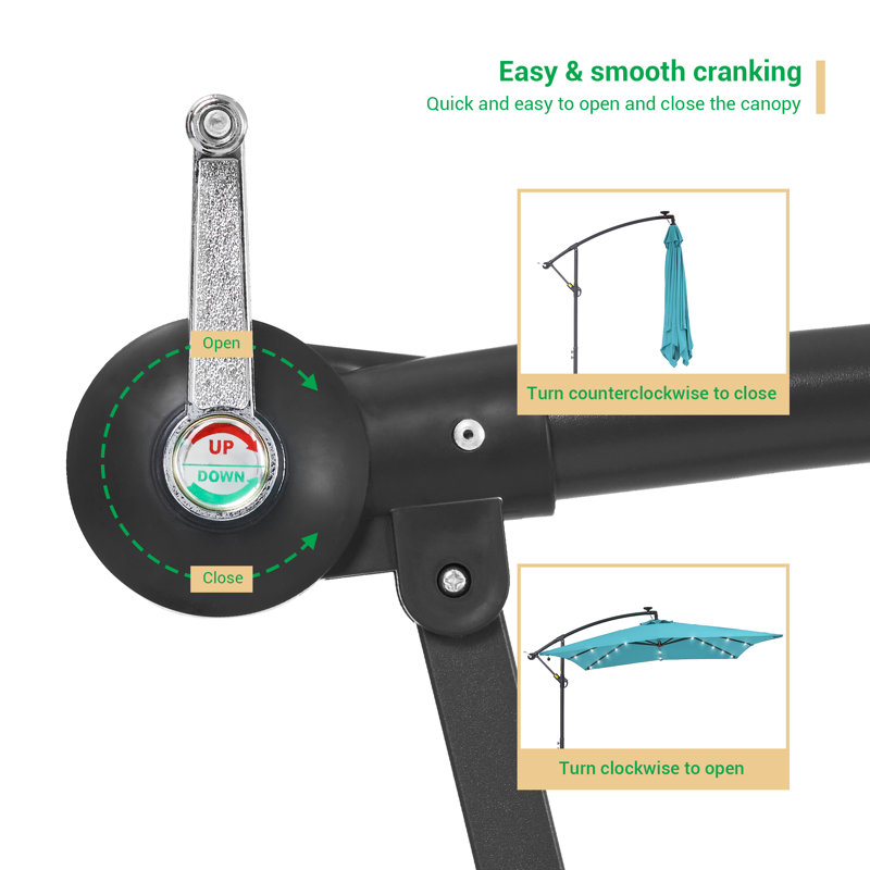 Parasol suspendu en porte-à-faux 8 pi 2 po x 8 pi 2 po, Bleu lac