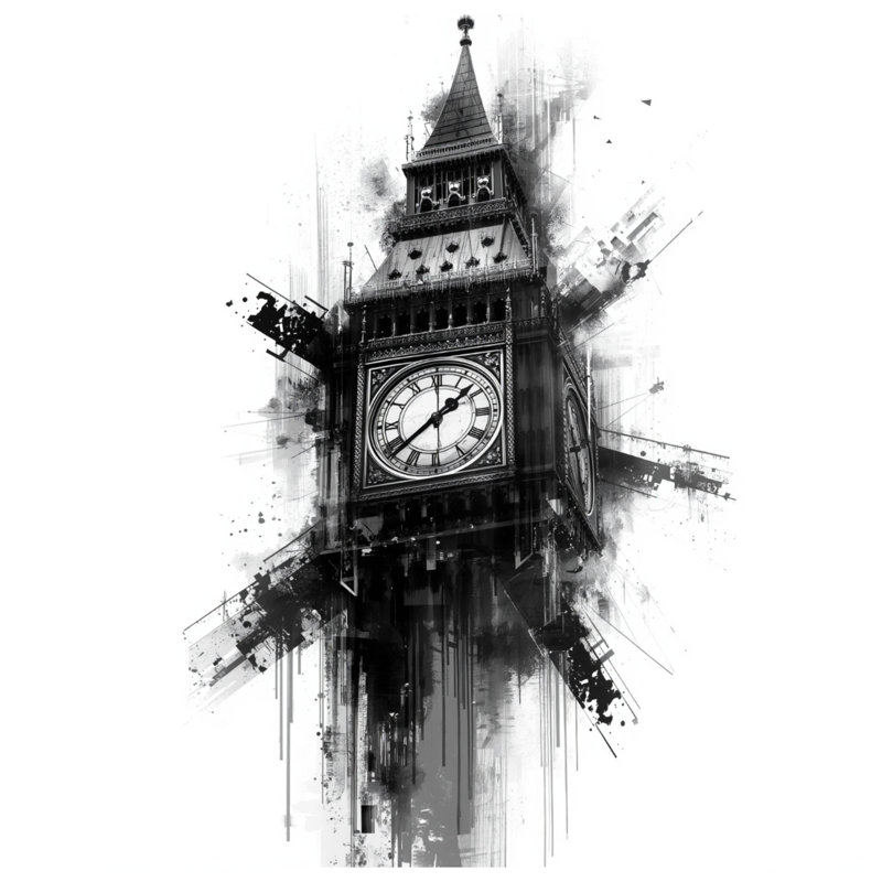 Tour de l'horloge iconique en toile tendue dans de nombreuses tailles, 16 x 16 pouces